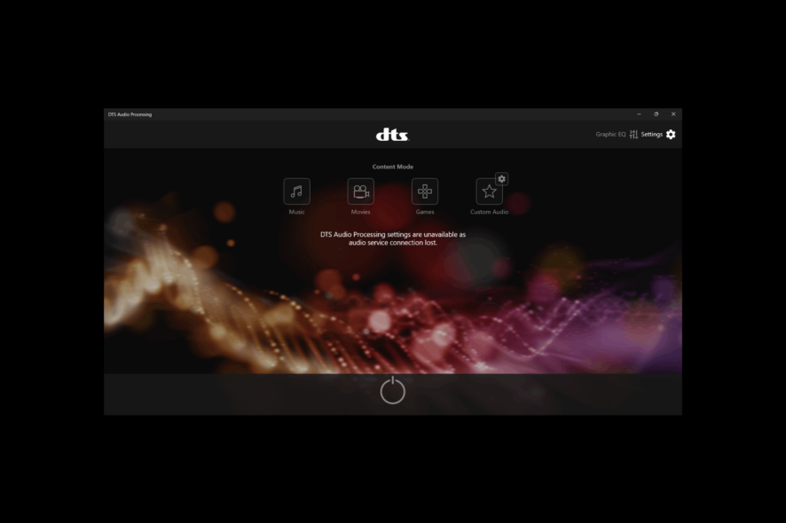 DTS Audio Processing Settings are Unavailable
