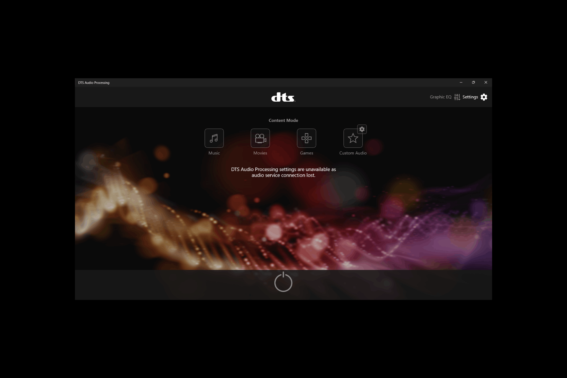 DTS Audio Processing Settings are Unavailable