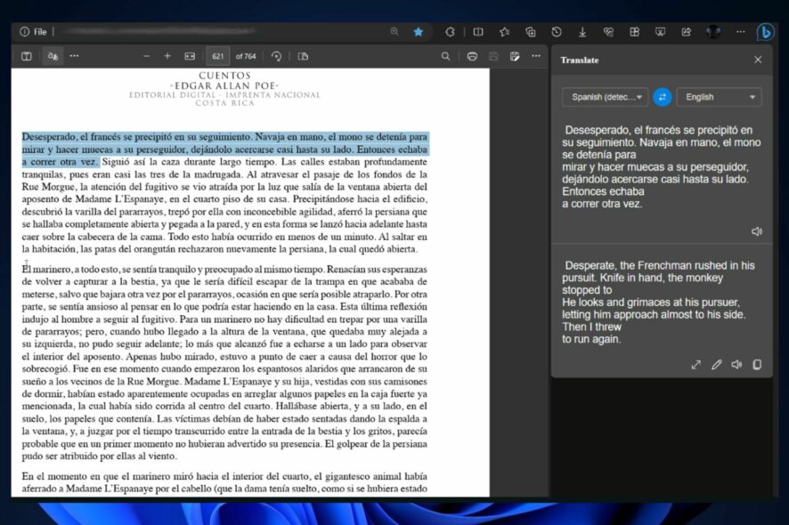 microsoft edge live translation