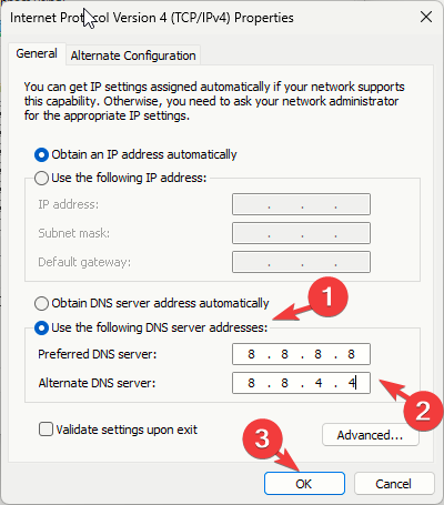 Use the following DNS server addresses.