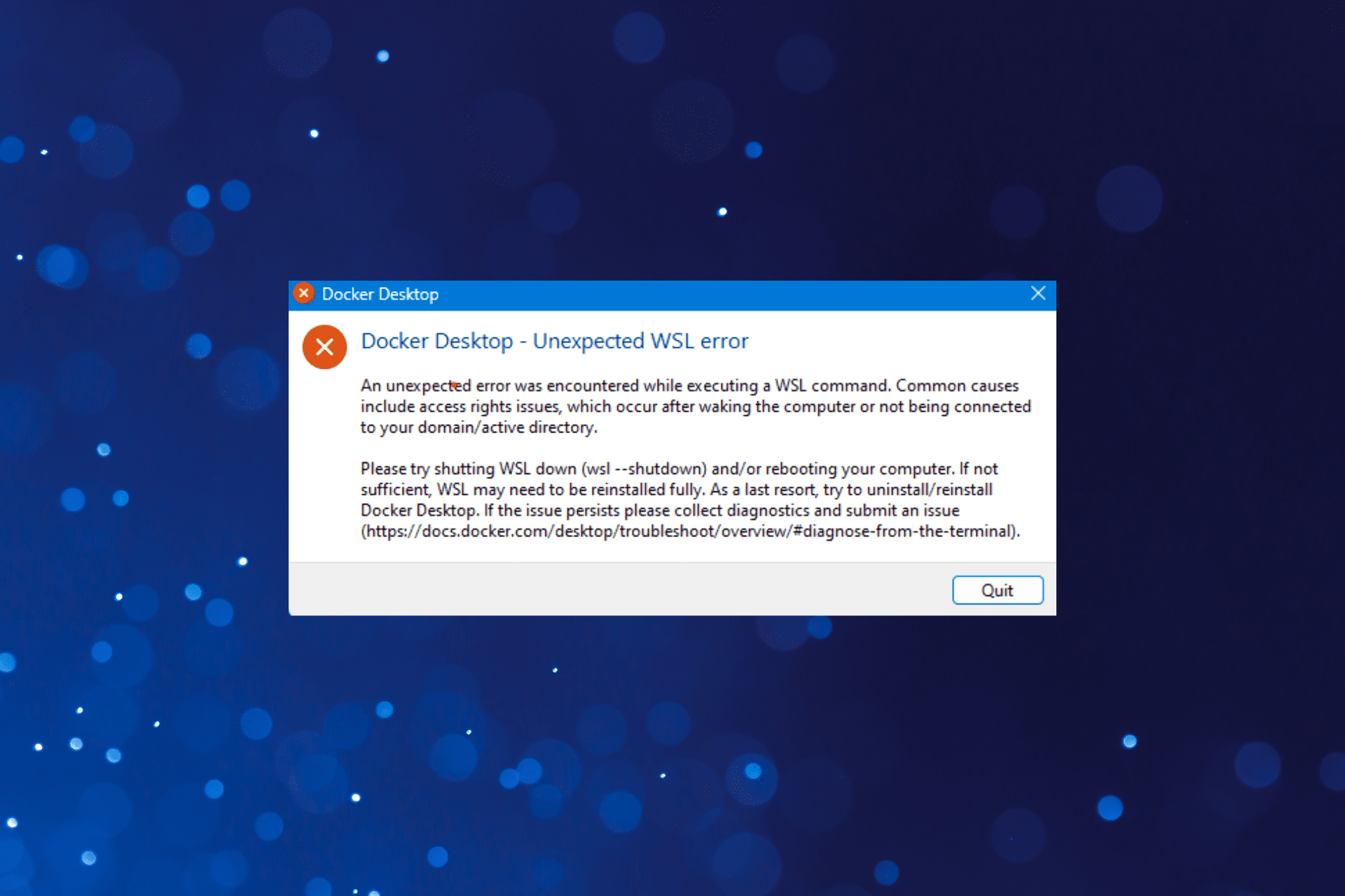 fix docker desktop unexpected wsl error