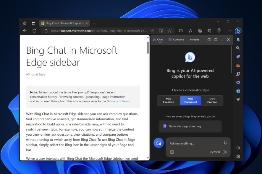 Send my browsing data to make AI-generated answers and suggestions more relevant on Bing