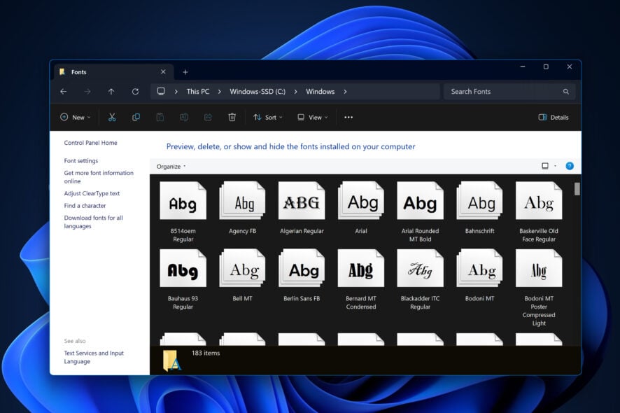 where are fonts stored in windows