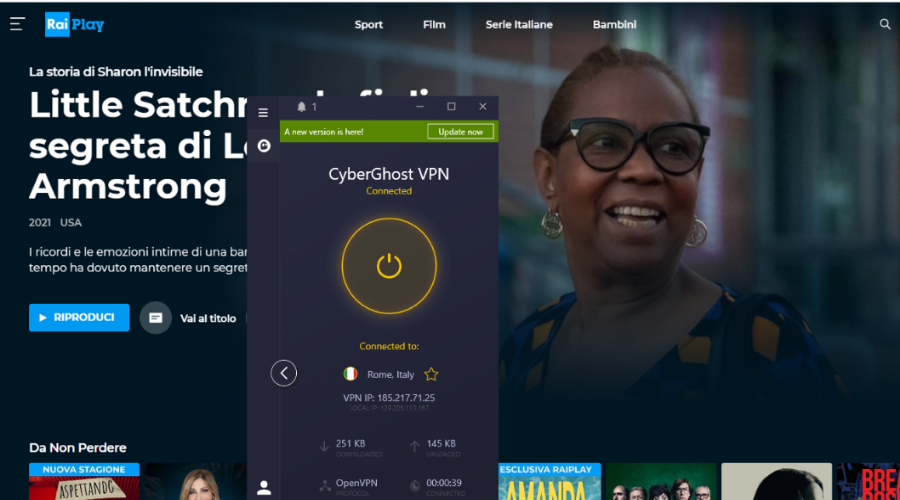 Raiplay sbloccato con cyberghost