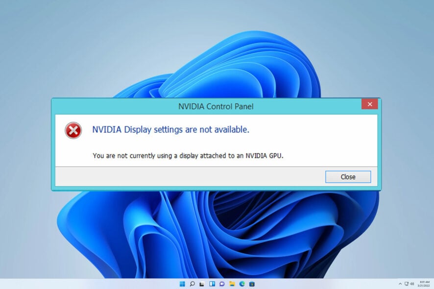 you are not currently using a display attached to an nvidia gpu