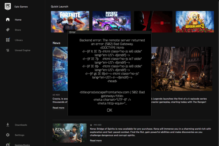 Epic Games - Fix the Error Code 502 on Epic Games