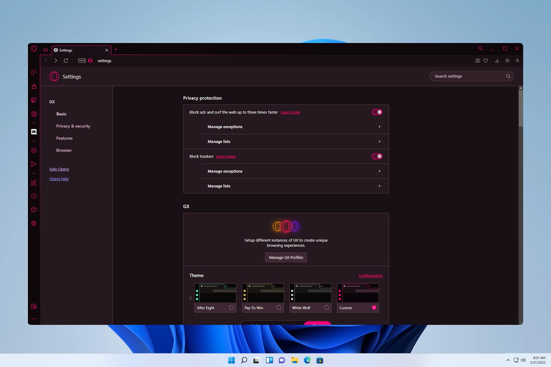 how to disable opera gx adblock