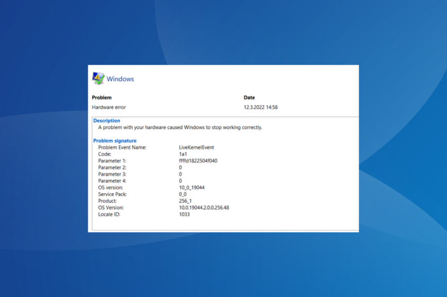 fix LiveKernelEvent Code 1a1