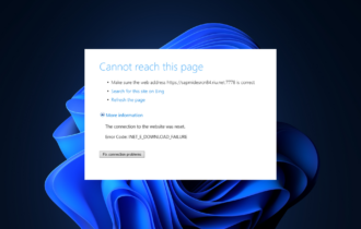 browser issue - The INET_E_Download_Failure on Edge
