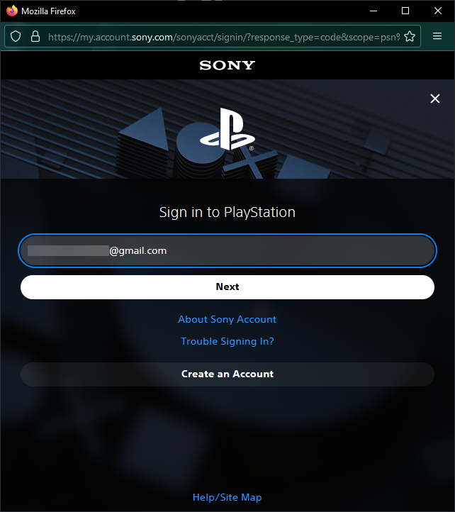 Logging into PS4 account