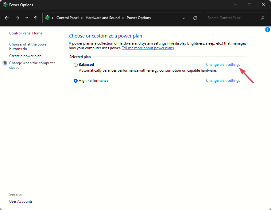 Change plan settings
