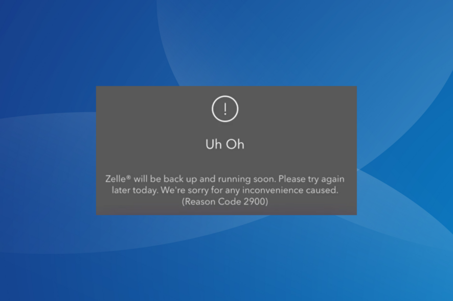 fix zelle reason code 2900