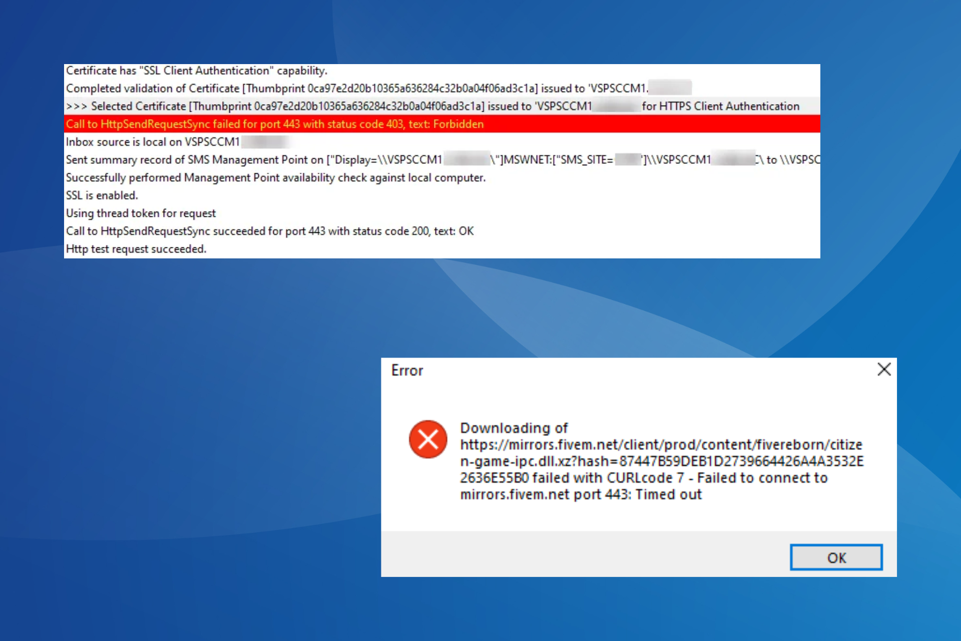 fix 443 error code