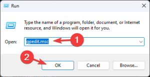 GPEDIT MSC RUN - stop edge from importing data