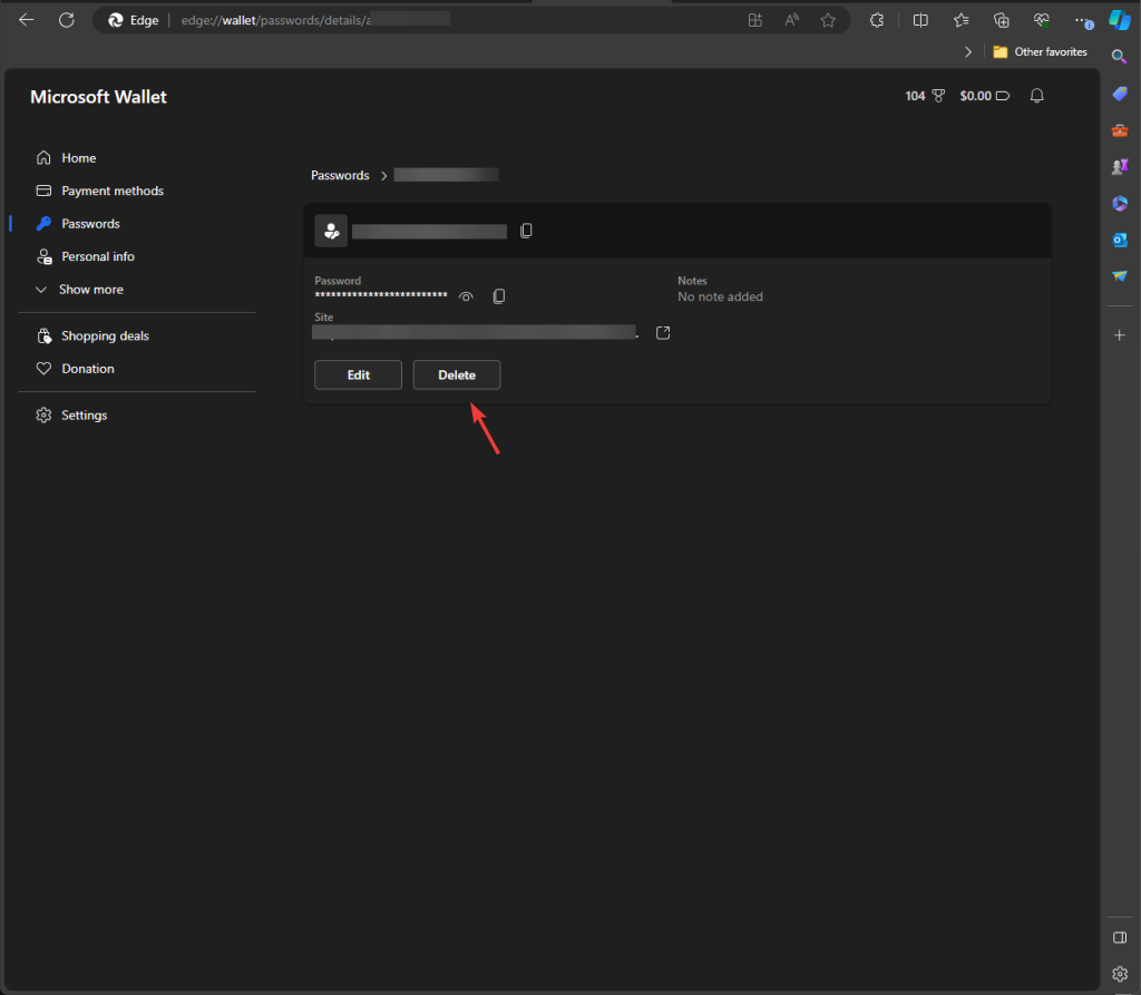 Delete passwords  - Stop Microsoft Edge from Importing Data