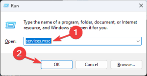 Services RUn command -windows maps shows wrong location