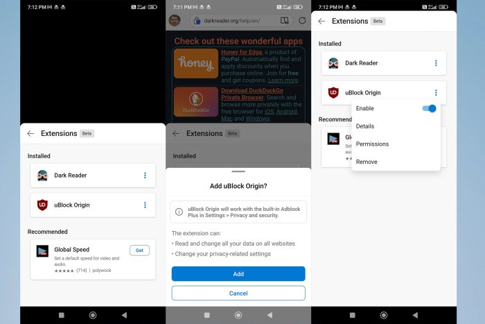 extensions edge android