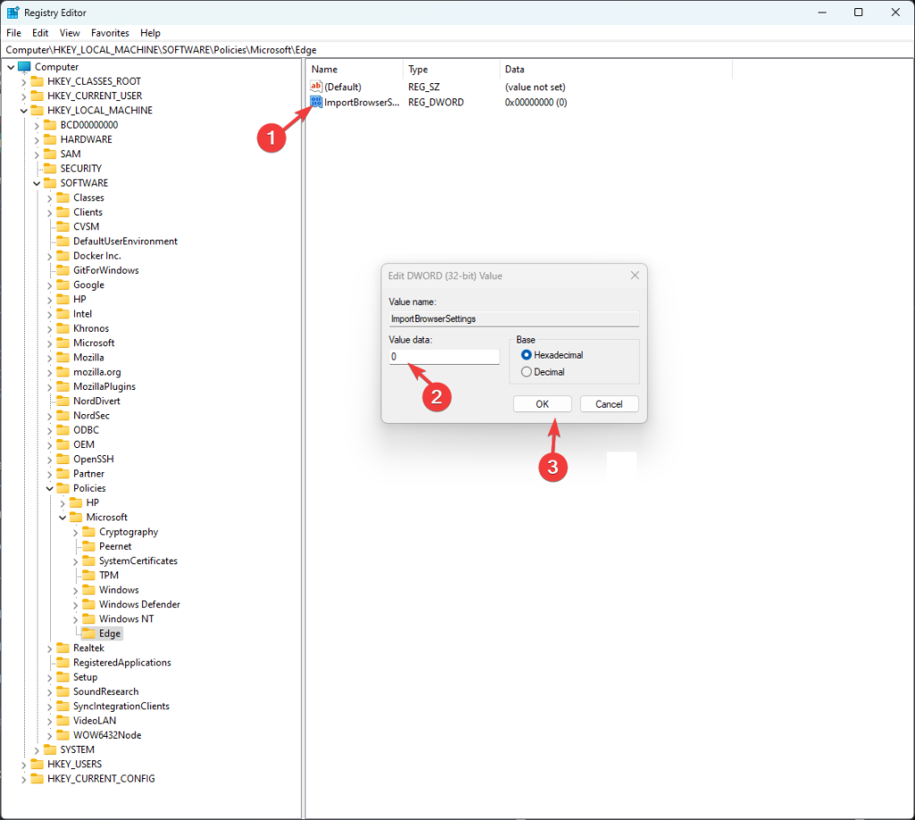 ImportBrowser settings