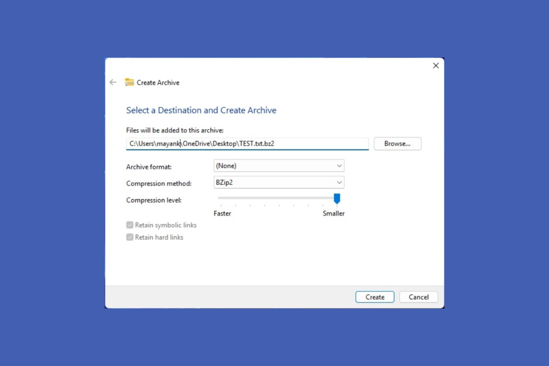 Windows 11 Create archive