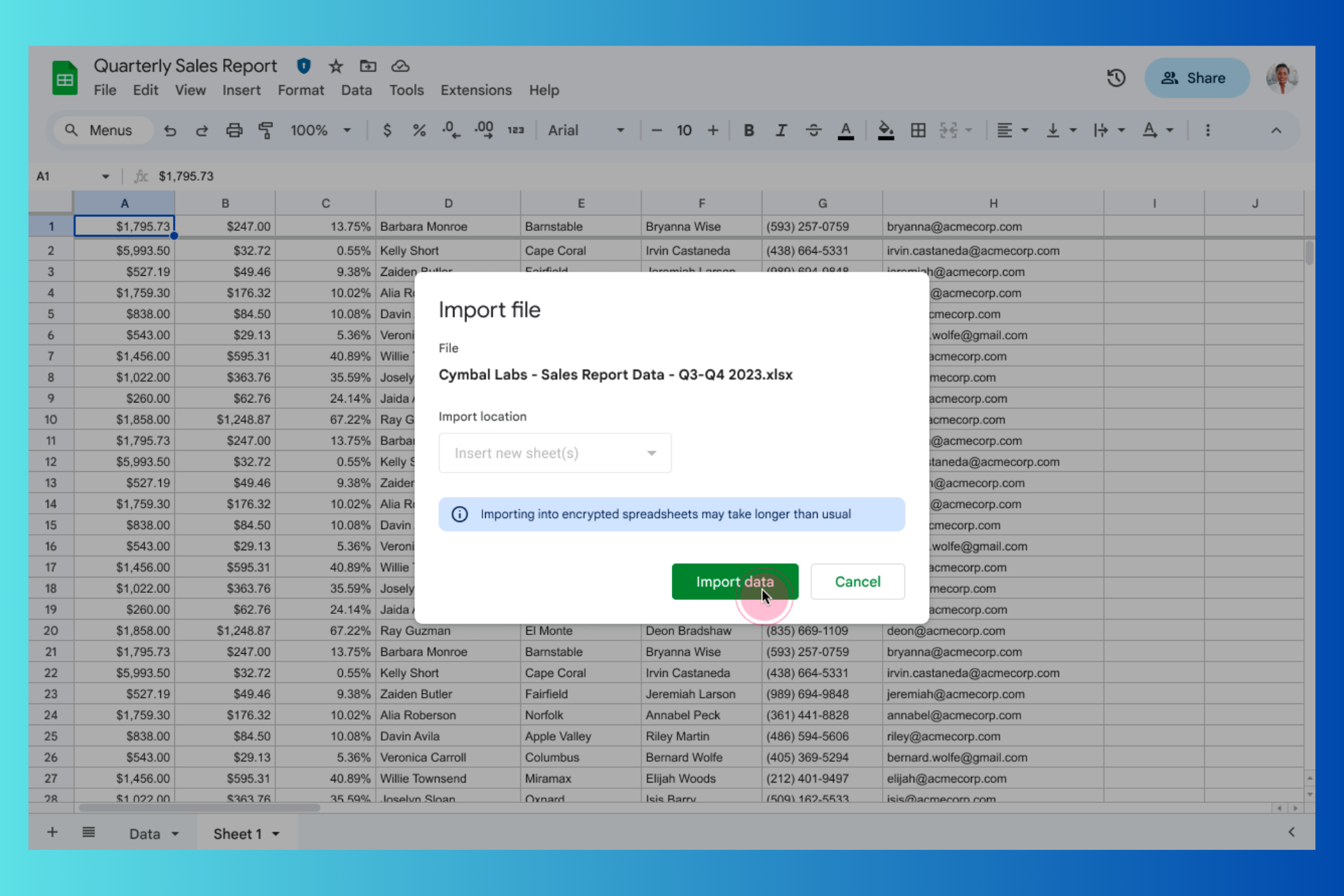 Excel Google Sheets secure import and conversion