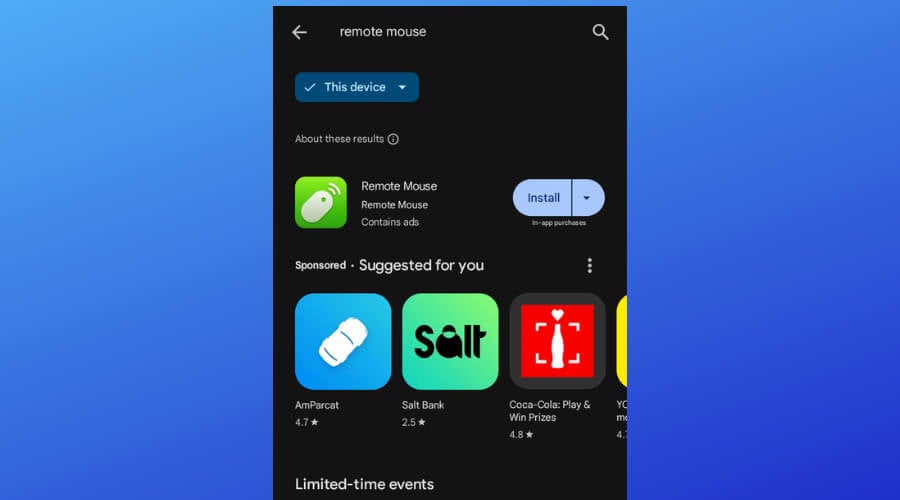 remote mouse app listing in google play store