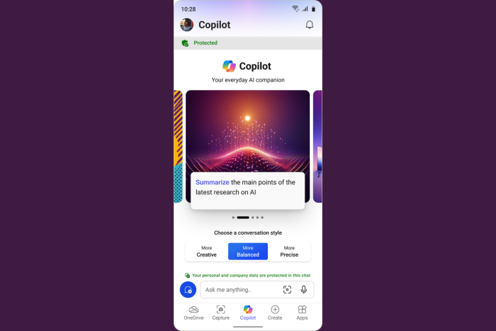 Copilot for Microsoft 365 mobile app is only for business licenses