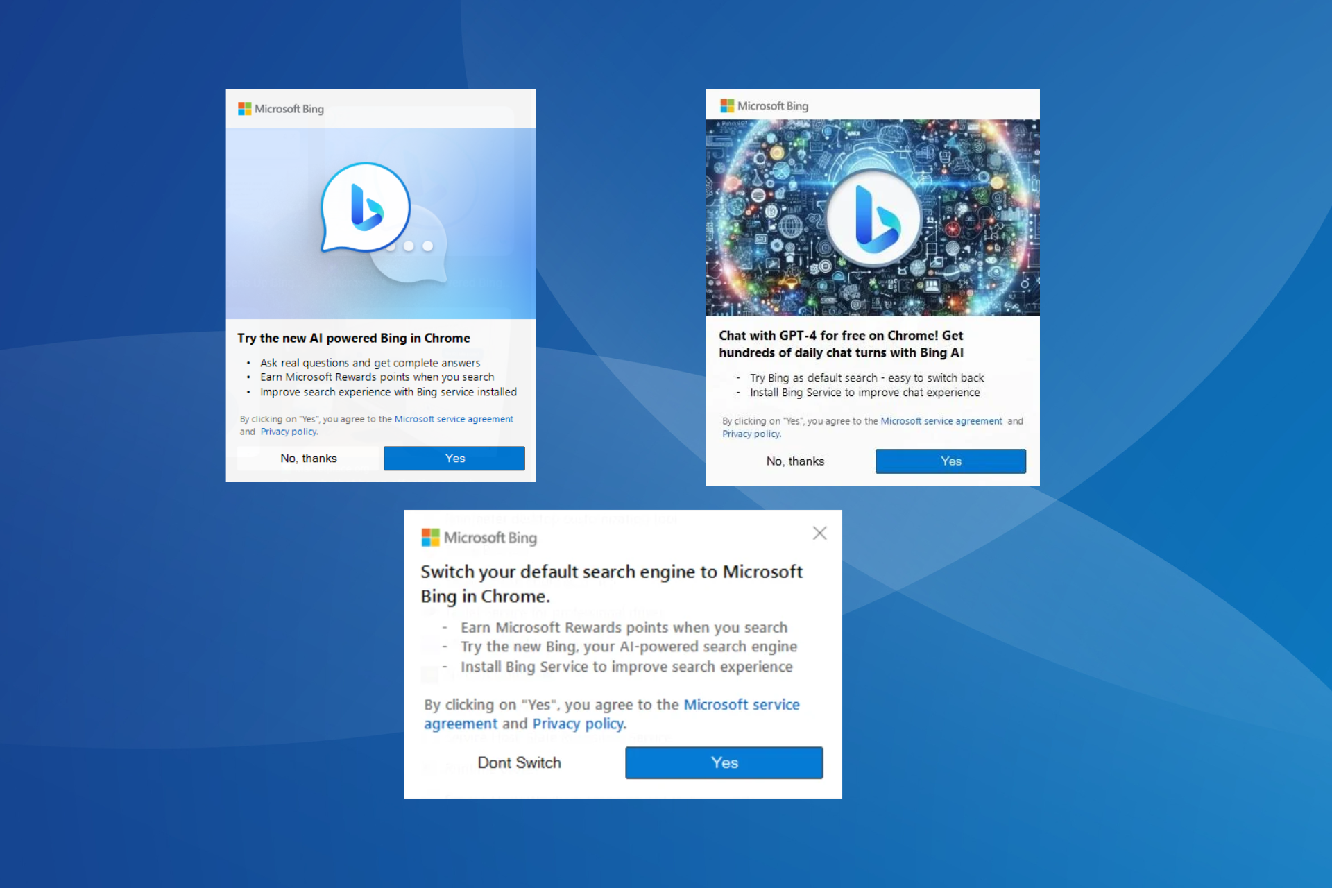 get rid of bing popup