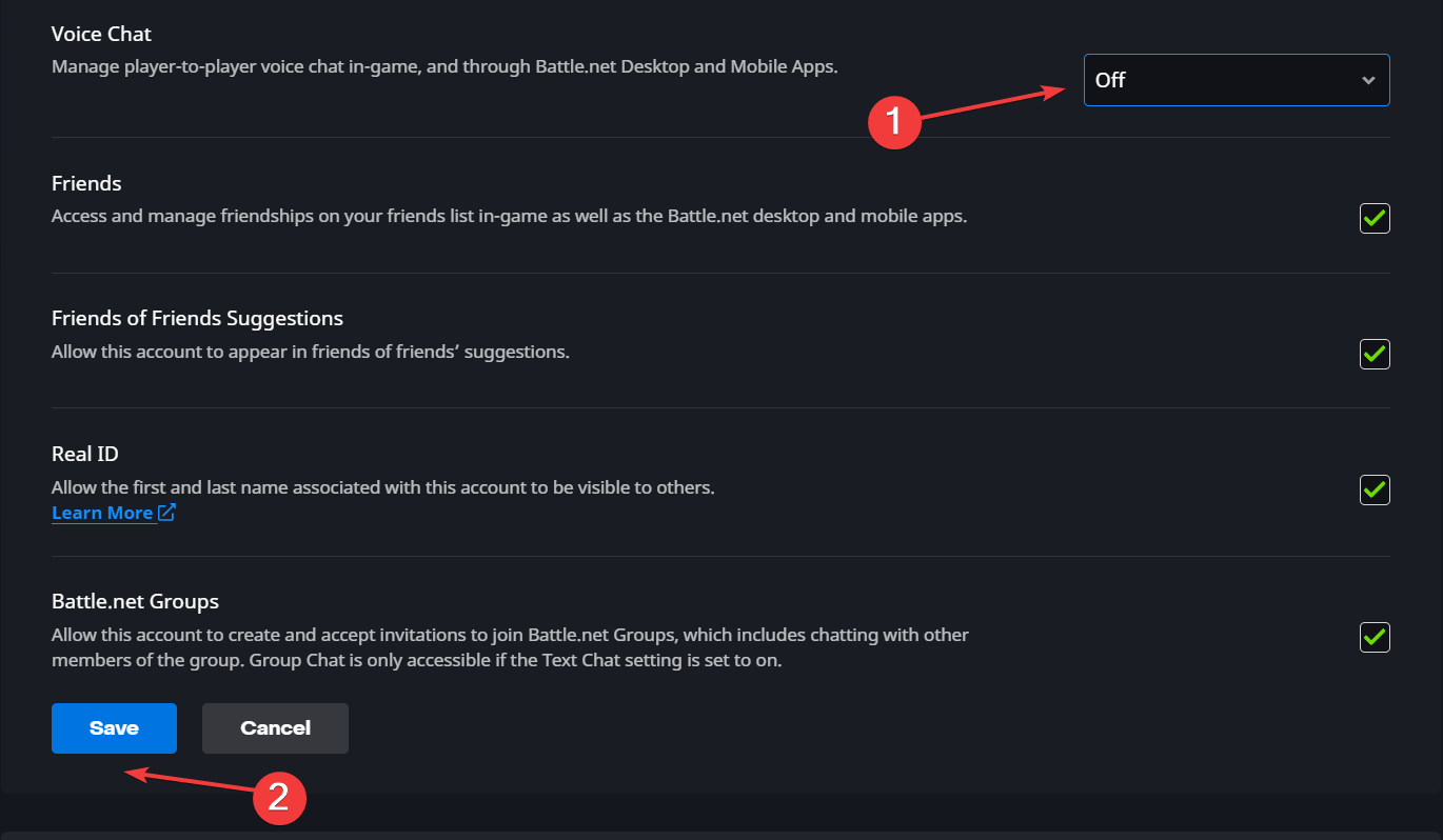 disable to fix voice chat error 1002 overwatch