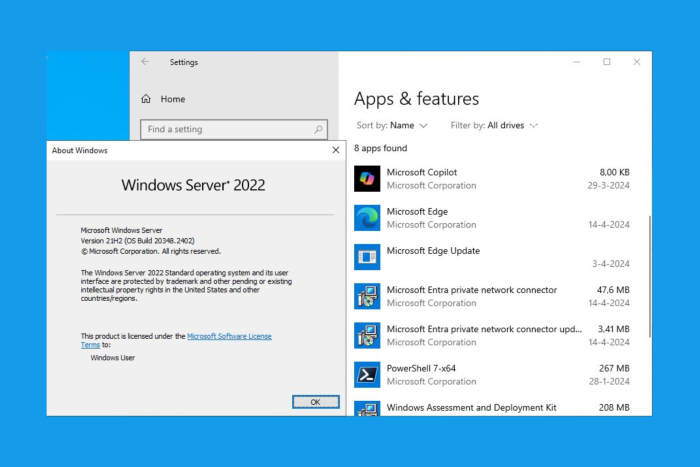 Copilot is installed automatically on Windows Server