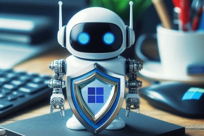 An AI generated image of a Robot AI using Defender XDR