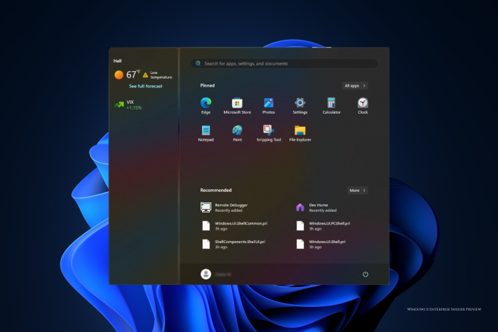 Start menu with floating widgets in Windows 11 feature reminds us of Windows 8