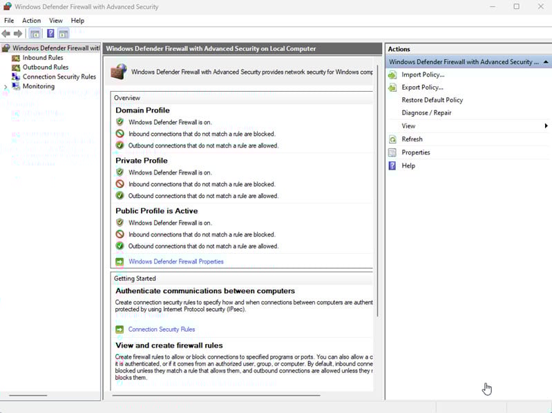 windows firewall with advanced security