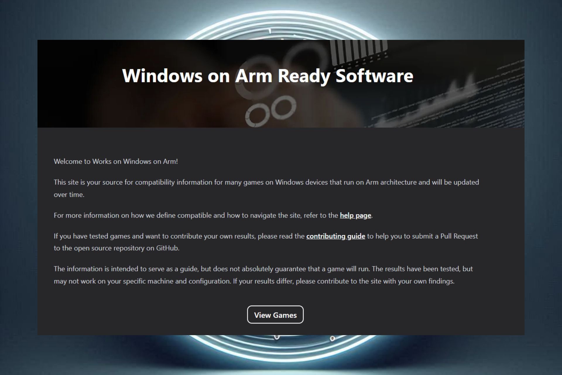 The home page of WorksOnWoA.com displayed on an AI generated background