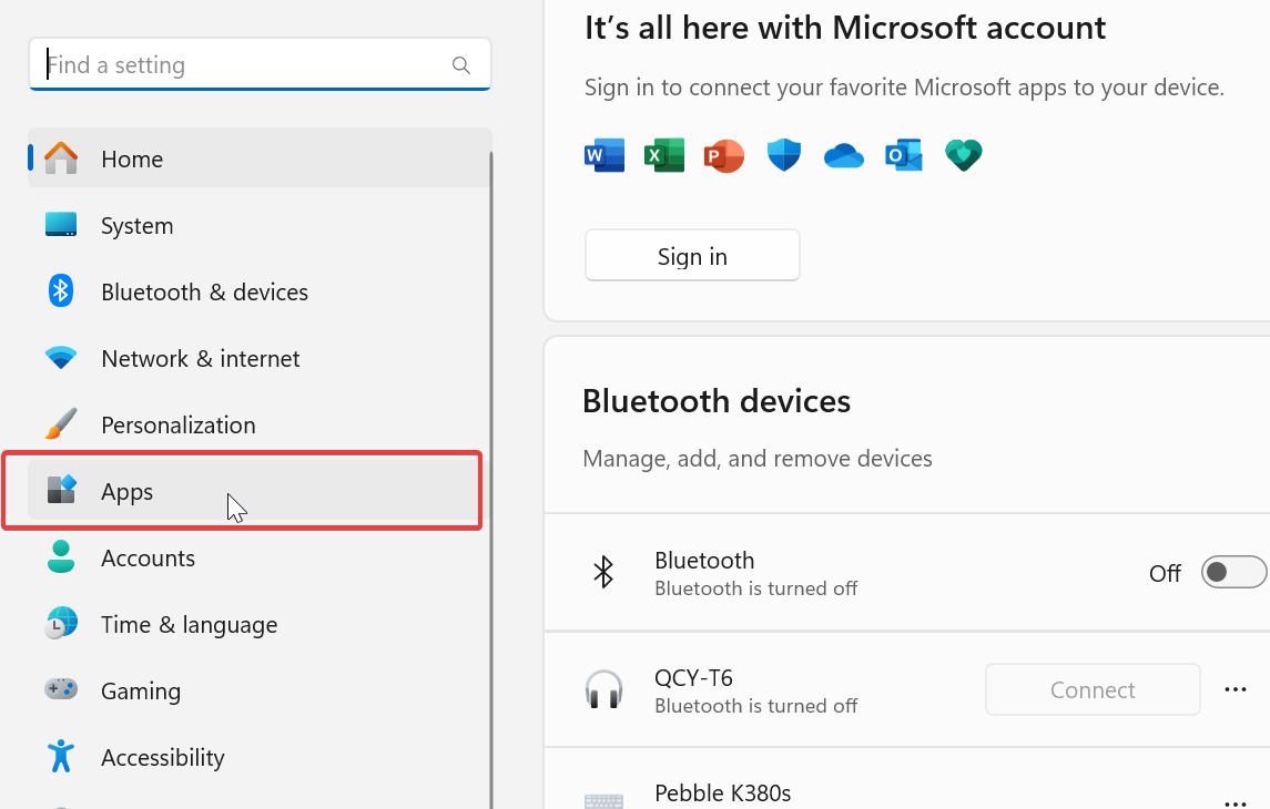 apps settings in windows
