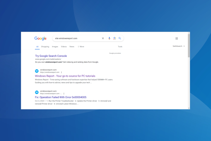 google search results count