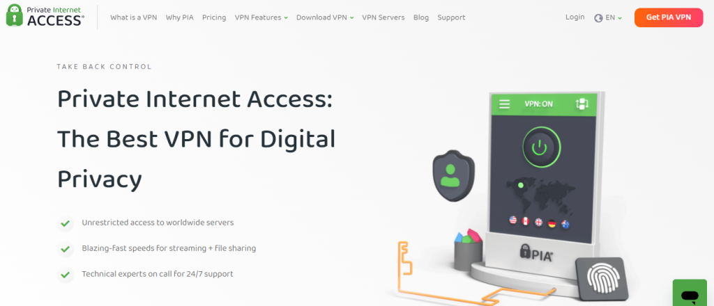 Private Internet Access website