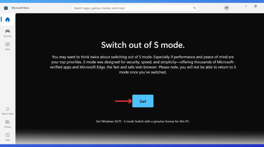 switch out of s mode