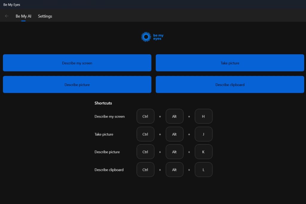 Be My Eyes AI app for Windows 10-11 PCs screenshot