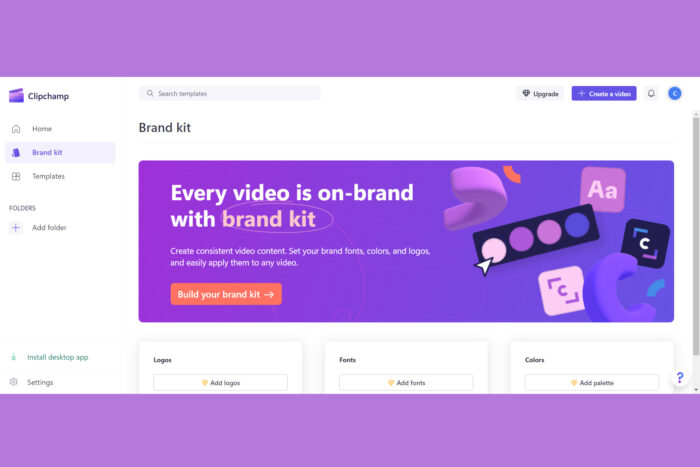 Clipchamp brand kit now supports many other audio-video assets