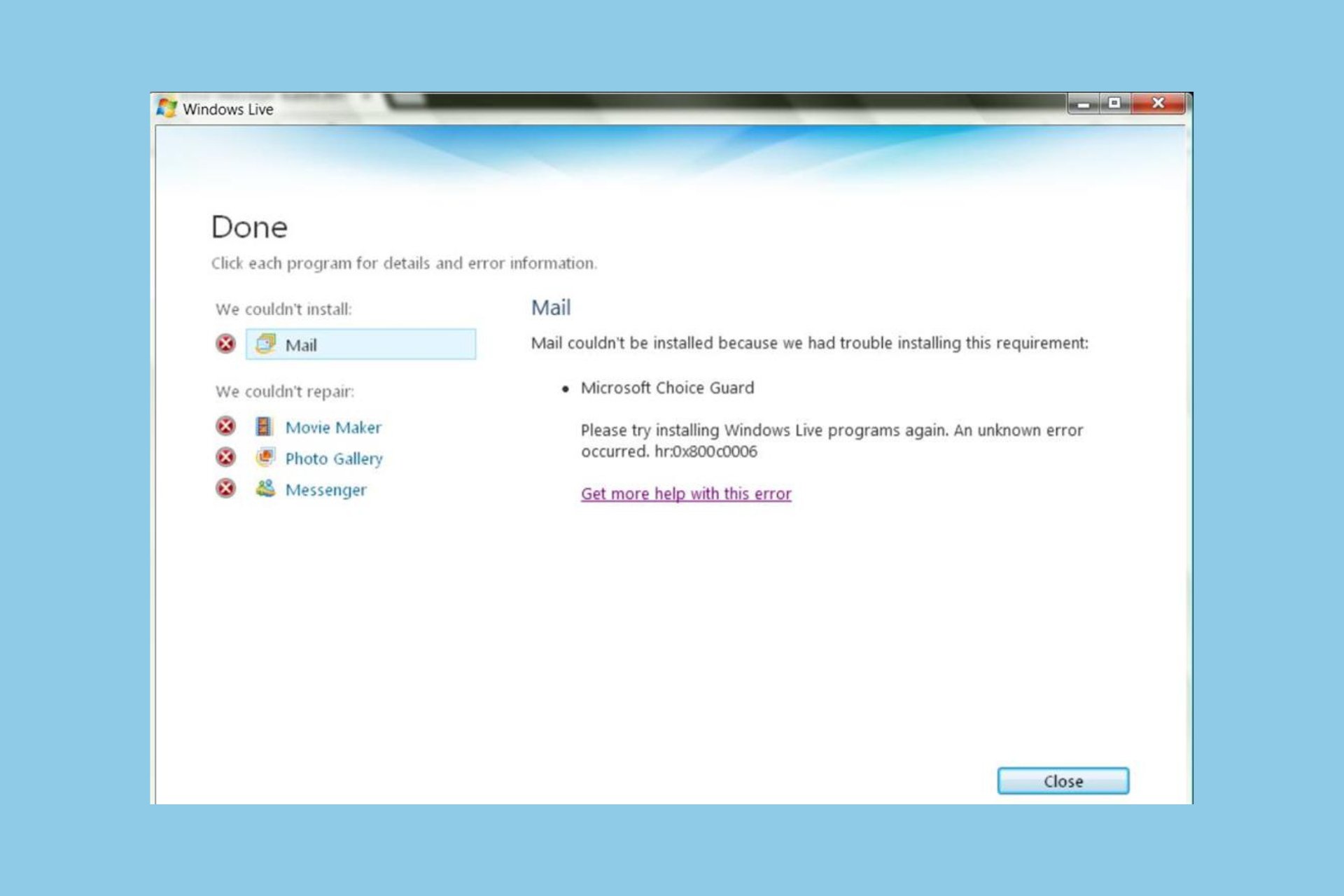 How to fix Windows Live Mail Error 0x800c0006