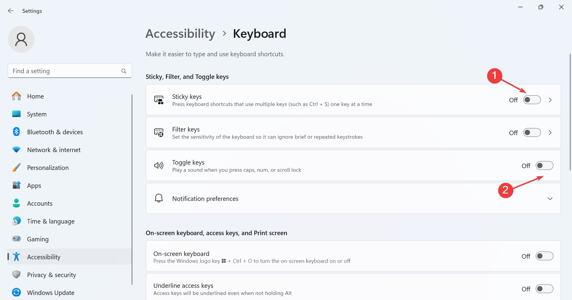sticky keys