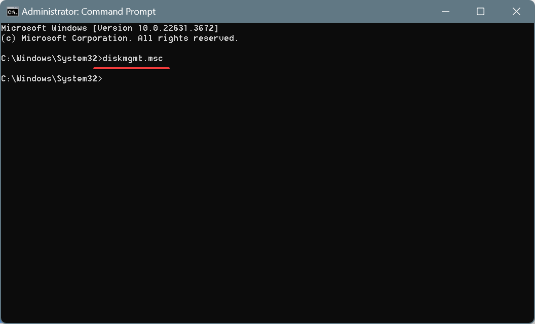 disk management via command prompt