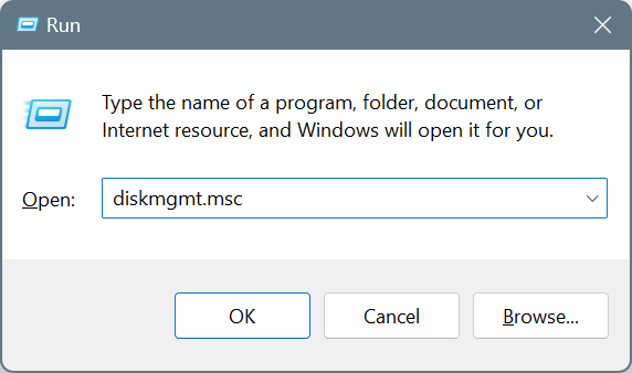 disk management via run