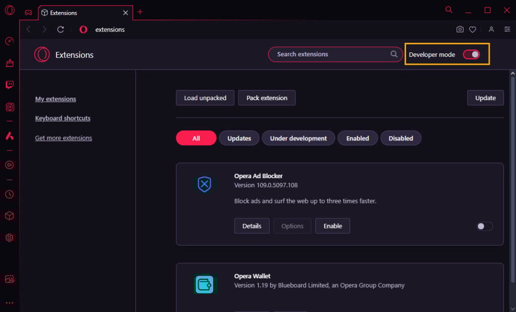 enable developer