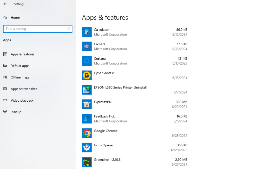 Select an uninstall