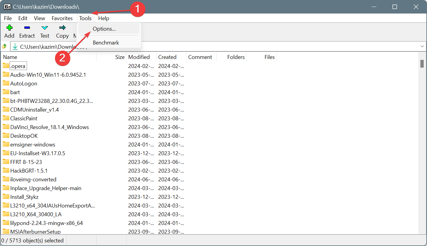 tools menu