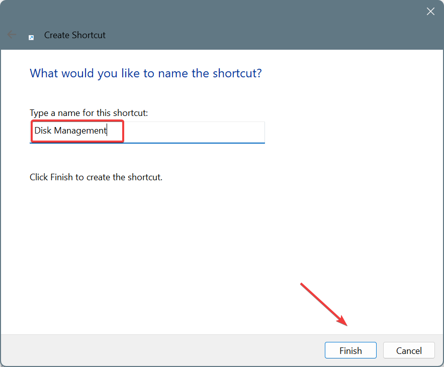 disk management desktop shortcut