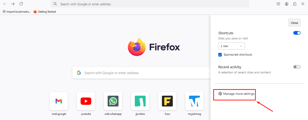 Manage more settings