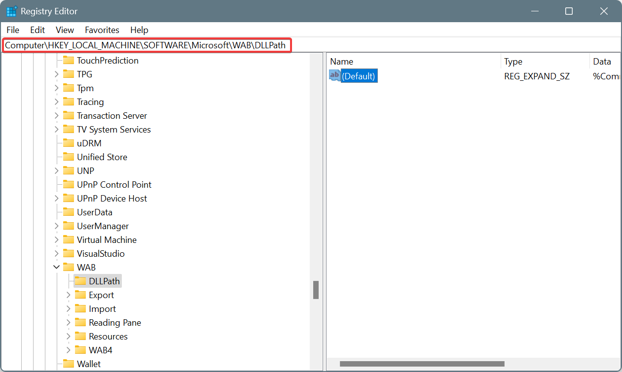 registry path