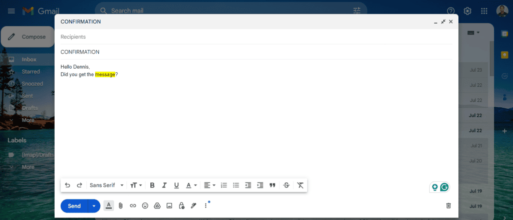 Text highlighted